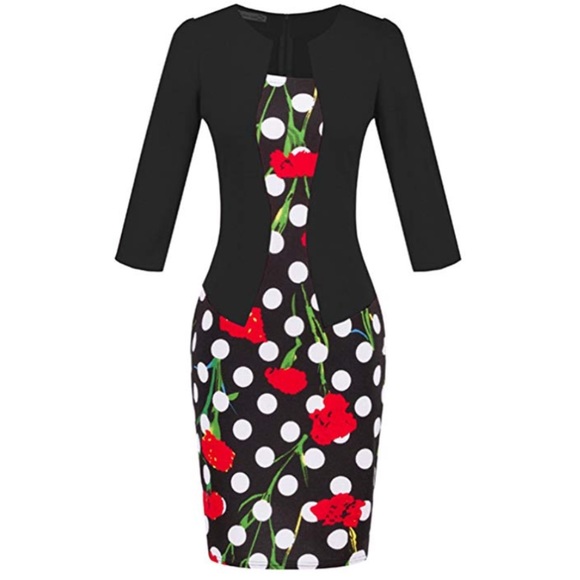 Women’s Red Black Polka Dot Dress - Picture 8 of 8